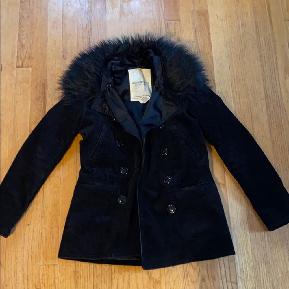 Ralph Lauren black fur collar jacket